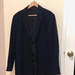 H&M Navy Blue Wool Topcoat
